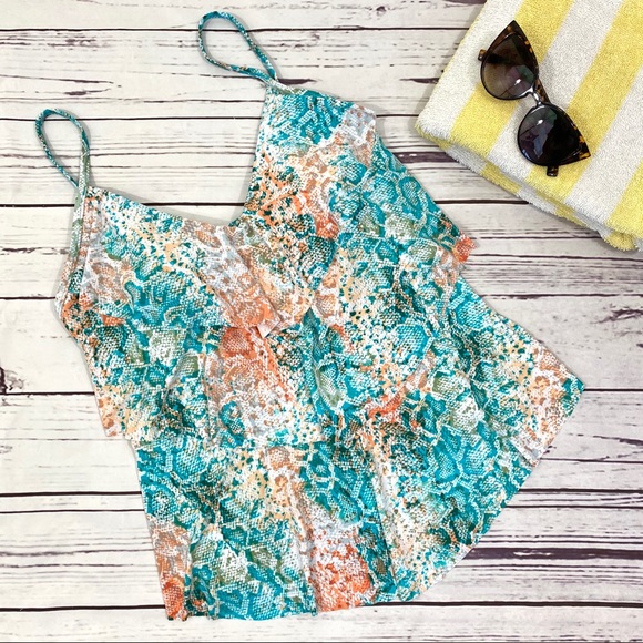Aqua Green Other - 🍀Aqua Green Tiered Snake Skin Print Tankini NWT